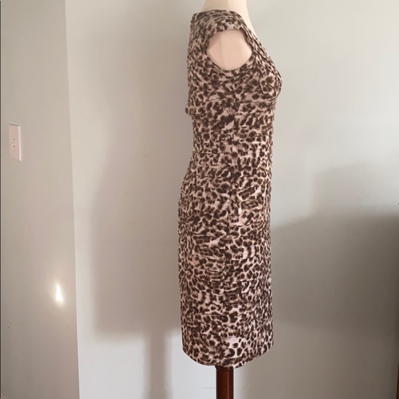 Adrianna Papell Animal Print Ruched Bodycon Sheath Dress - 4 - Picture 8 of 15